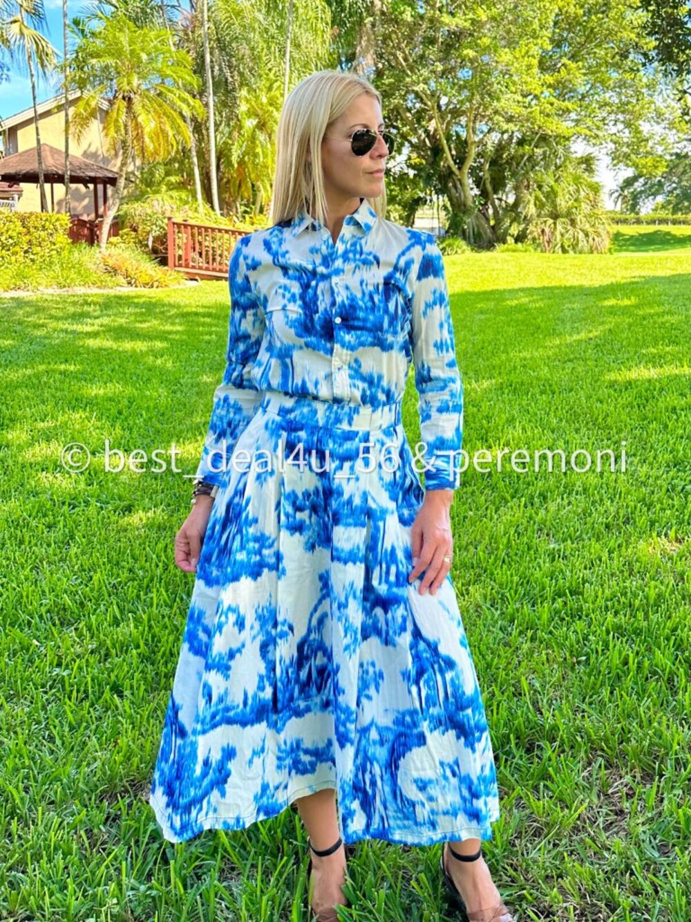 ZARA WOMENS SHIRT BLUE COLOR. POPLIN PRINTED SHIRT.SIZE(S,M,L)